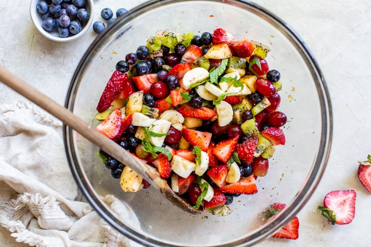 mix fruit salad in a bowl