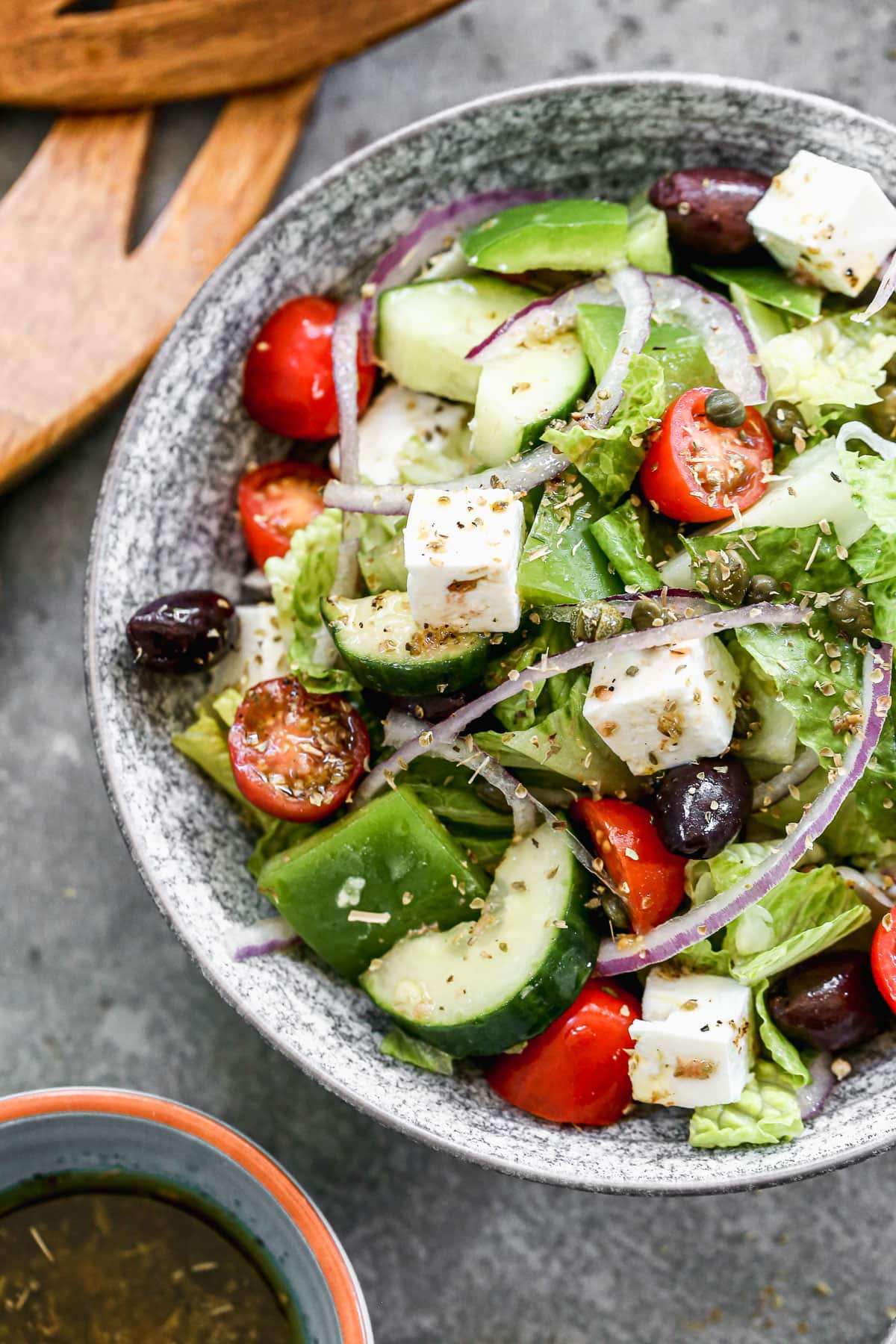 Healthy Greek salad in a bowl