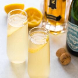 A bright and refreshing St. Germain cocktail made with St. Germain, gin or vodka, fresh lemon, and topped with Prosecco or champagne. Easy and perfect brunch, a special date night in, and parties!